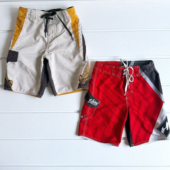 Lot Of 2 Boys Vintage Quick Silver & Billabong Swim Board Shorts Bundle Sz 5/6